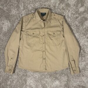 LAUREN Ralph Lauren Beige Safari Shirt Long Sleeve Petite Medium